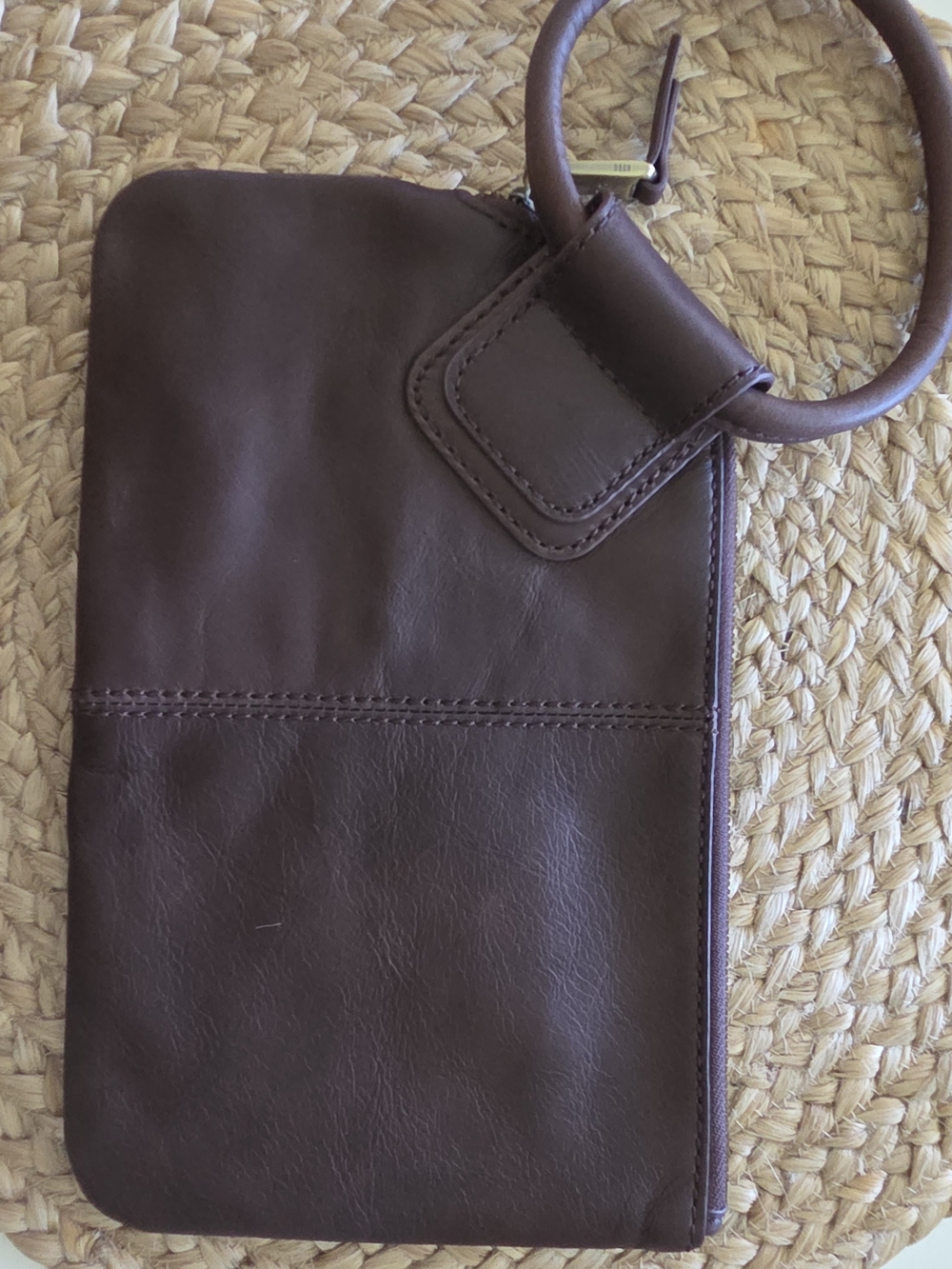 HOBO Brown Leather Mini Wristlet with Ring Handle